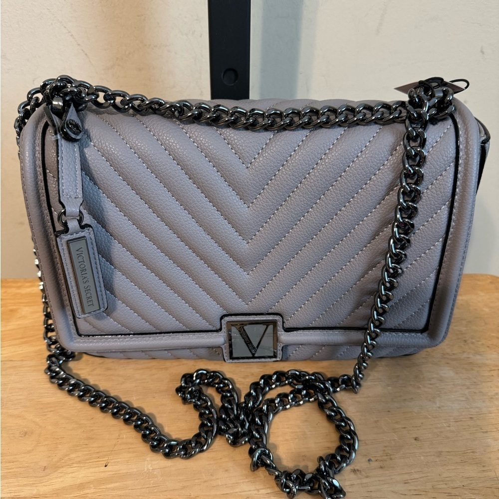 Victoria's Secret Gray Chevron Crossbody Bag